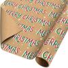 American Greetings Vintage Kraft Christmas Wrapping Paper Rolls, Red, Green and Brown Kraft Holiday Gift Wrap (80 sq. ft., 4 Rolls-30 in. x 8 ft.) Holly Berries, Stripes, Dots, Snowflakes(Kraft Holiday)