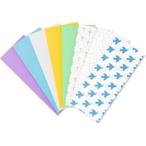 American Greetings 160 sq. ft. Reversible Religious Wrapping Paper Bundle for Weddings, First Communions and Baptisms – Designed by Kathy Davis, White Doves, Floral, Religious Lettering (4 Rolls, 30 in. x 16 ft.)(Multicolored Pastel Tissue Paper with Crosses)