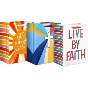 American Greetings 160 sq. ft. Reversible Religious Wrapping Paper Bundle for Weddings, First Communions and Baptisms – Designed by Kathy Davis, White Doves, Floral, Religious Lettering (4 Rolls, 30 in. x 16 ft.)(Cross and Text)
