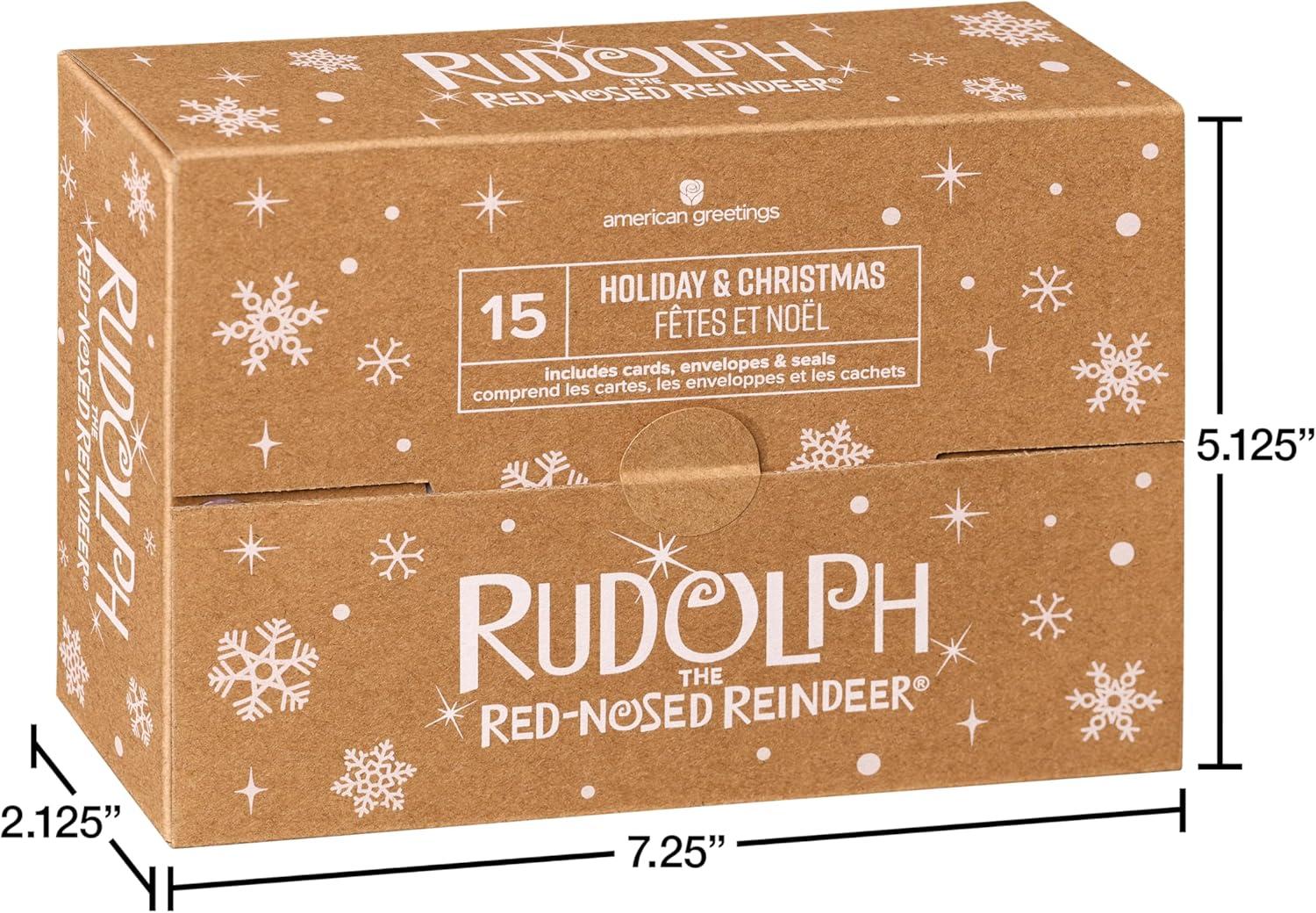 imageAmerican Greetings 15 ct Rudolph the RedNosed Reindeer Boxed Christmas Cards with Envelopes and Sticker Seals Rudolph MovieRUDOLPH XMAS MOVIE CB 15CT