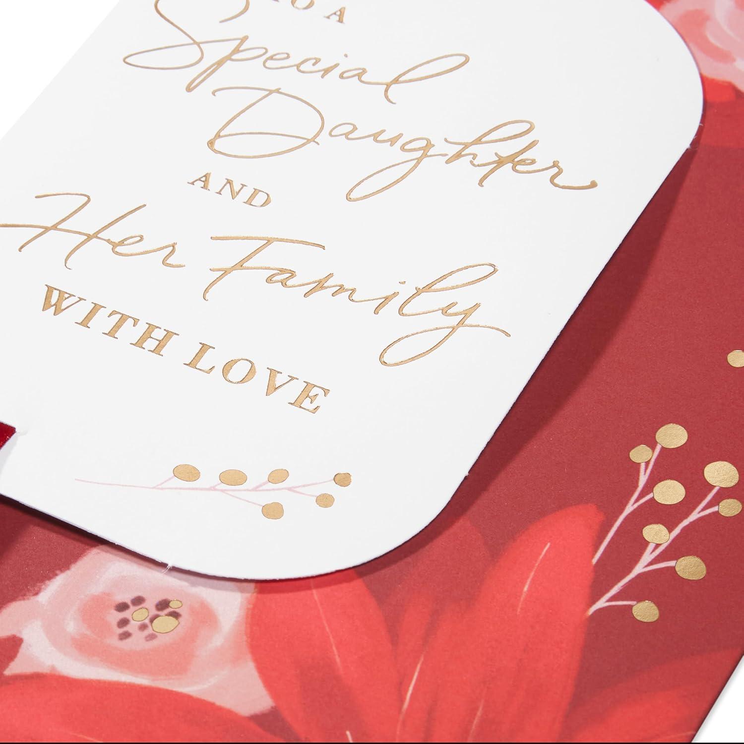 imageAmerican Greetings Christmas Card for Daughter Festive Florals Holiday Greeting with Poinsettias and Ribbon for Her Truly Amazing WomanLayered Christmas Floral