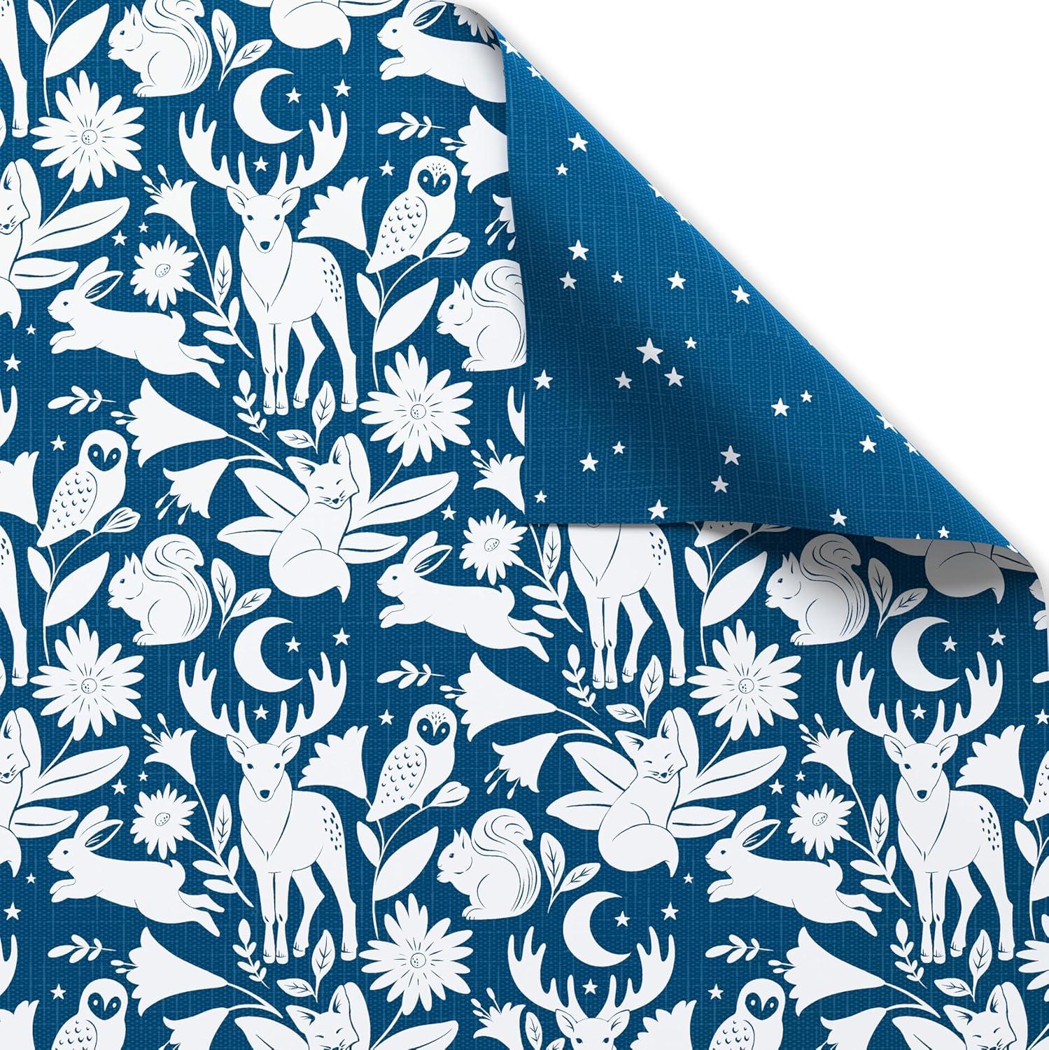 imageAmerican Greetings Reversible Cottagecore Christmas Wrapping Paper Roll Red and White Holiday Gift Wrap 60 sq ft 1 Standard Roll Wrap30 in x 24 ft Cabin in the Woods with ReindeerNavy Woodland Creatures