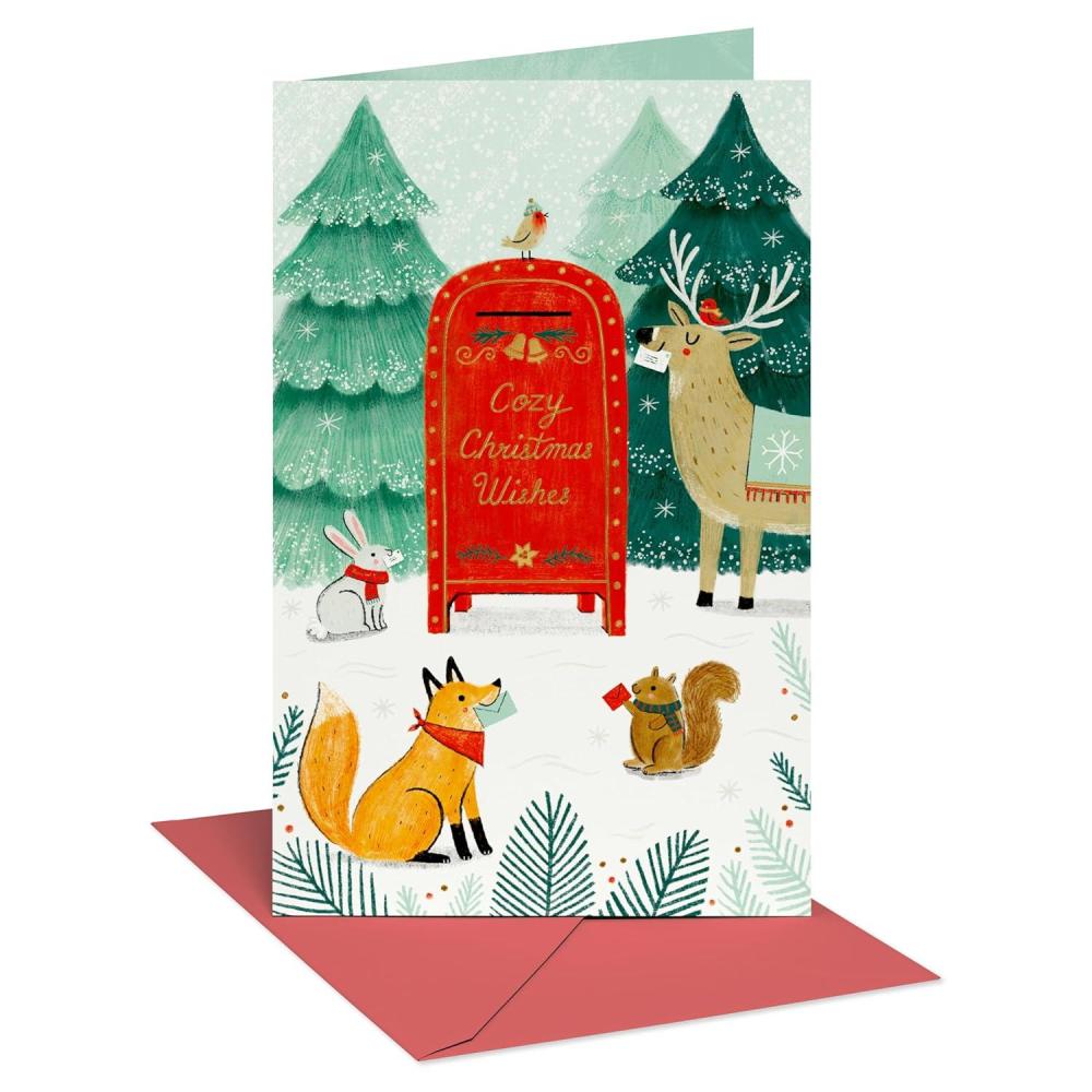 imageAmerican Greetings Christmas Thinking of You Card for Long Distance Friends or Family In My ThoughtsWoodland Animals w Letterbox