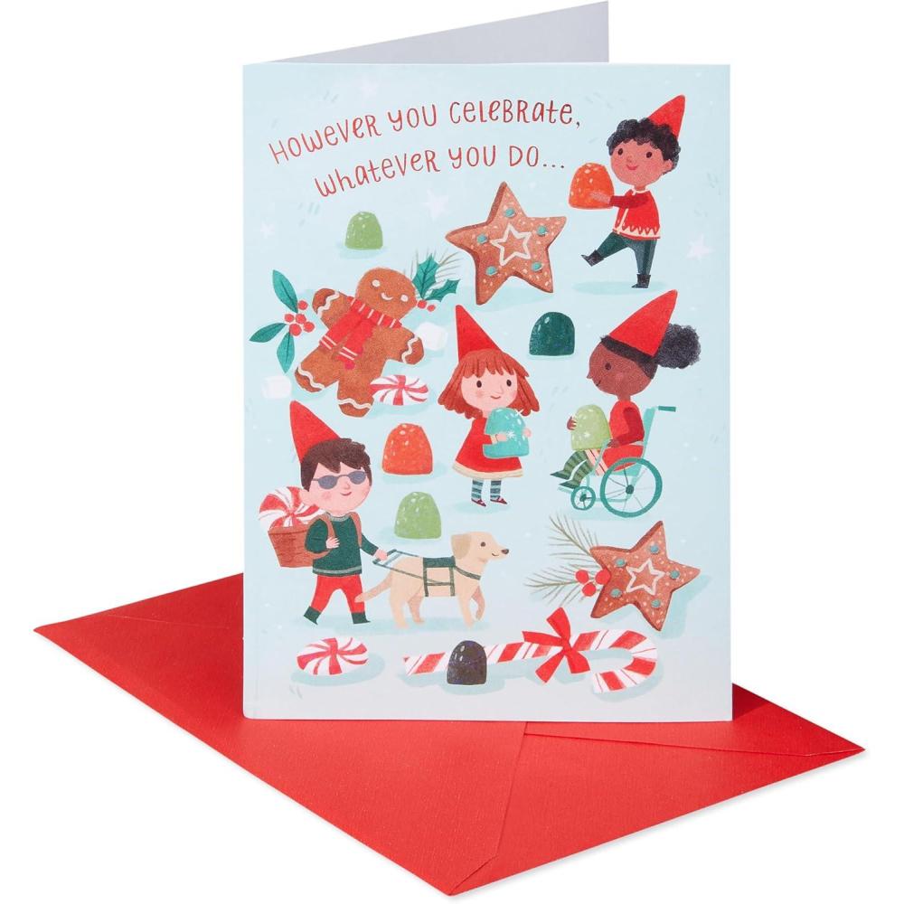 imageAmerican Greetings Merry Christmas Card from Santa for Kids Extra NiceFestive Kids and Candy
