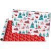 American Greetings Jumbo Reversible Christmas Wrapping Paper Roll, Puppy Dogs and Santa Paws Holiday Gift Wrap (175 sq. ft., 1 Extra Large Roll-30 in. x 70 ft.) Mint Green, Red, and White(SR30 175SQ PR FSC XM CATS)