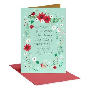 American Greetings Christmas Card for a Special Friend (Joy, Peace, and Love)(Christmas Icons Farmhouse)