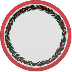 American Greetings Christmas Disposable Paper Lunch Napkins 50 ct., (Christmas Trees)(XMAS GARLAND 7RND PLT 36CT HC)