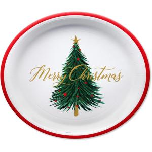 American Greetings Christmas Disposable Paper Lunch Napkins 50 ct., (Christmas Trees)(XMAS TREE 12 OVAL PLT 36CT HC)