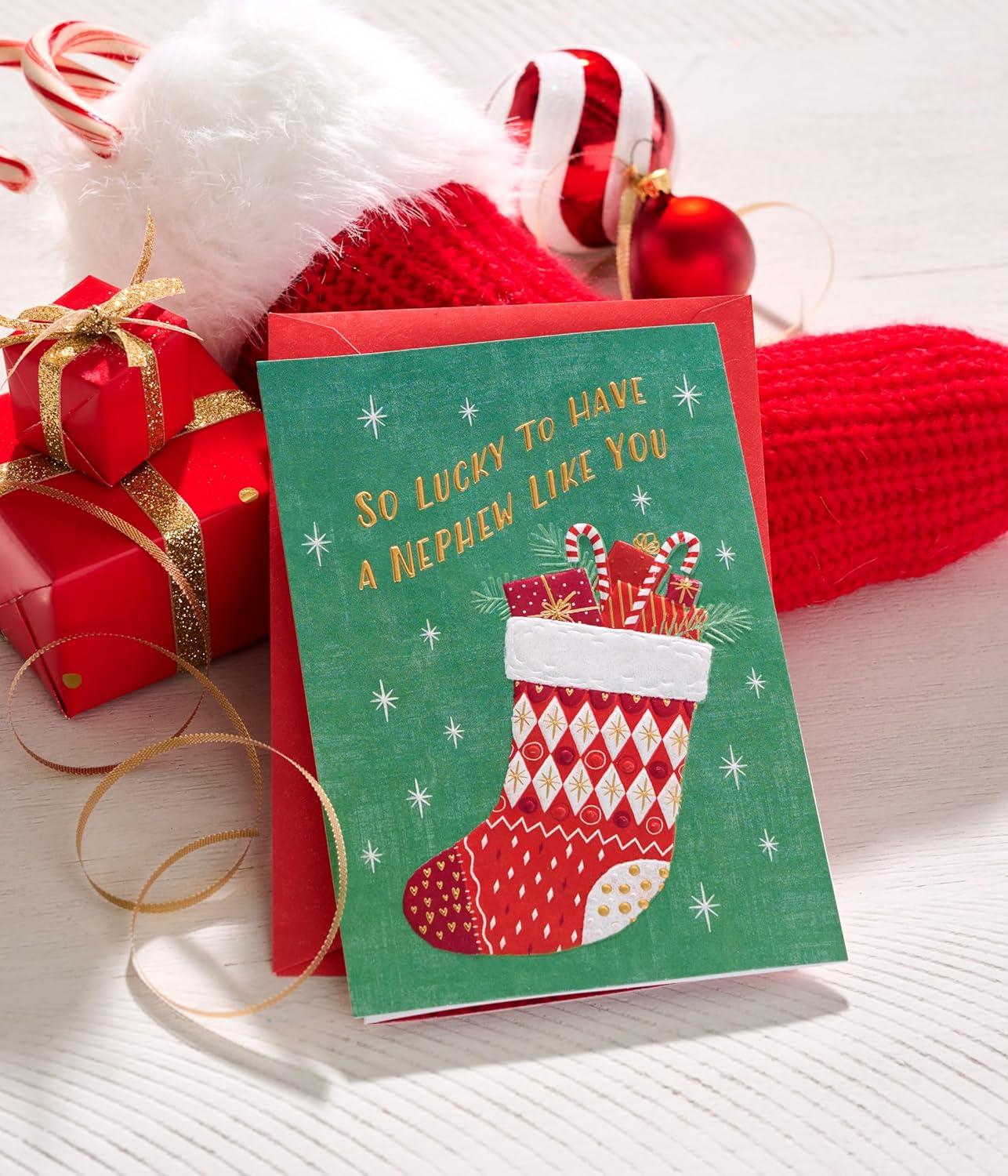 imageAmerican Greetings Nephew Christmas Card from Uncle or Aunt How Much You MeanStocking