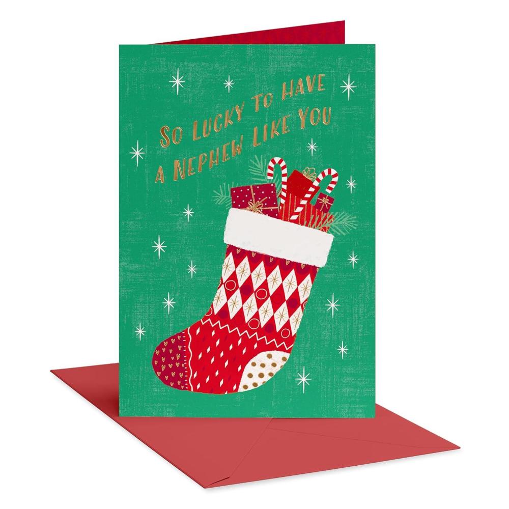 imageAmerican Greetings Nephew Christmas Card from Uncle or Aunt How Much You MeanStocking