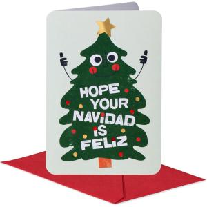 American Greetings Christmas Card with Ornament Keepsake – Designed by Kate Smith (Cup of Cheer)(Hope Your Navidad is Feliz)