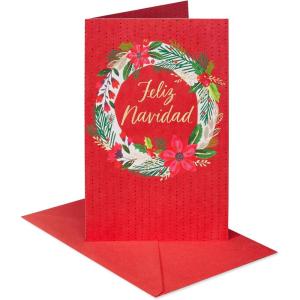 American Greetings Spanish Christmas Card (Feliz Navidad)(Watercolor and HS Wreath)