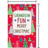 American Greetings Christmas Card for Grandson, Red and Black Buffalo Plaid Holiday Greeting for Grandchild (Merry and Memorable)(Lettering w Tree Pattern)