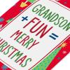American Greetings Christmas Card for Grandson, Red and Black Buffalo Plaid Holiday Greeting for Grandchild (Merry and Memorable)(Lettering w Tree Pattern)