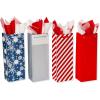 American Greetings Red Gift Bags with Tissue Paper (4 Bags, 2 Large 13″, 2 Medium 10″ Bag, 15-Sheets)(Holiday Designs)