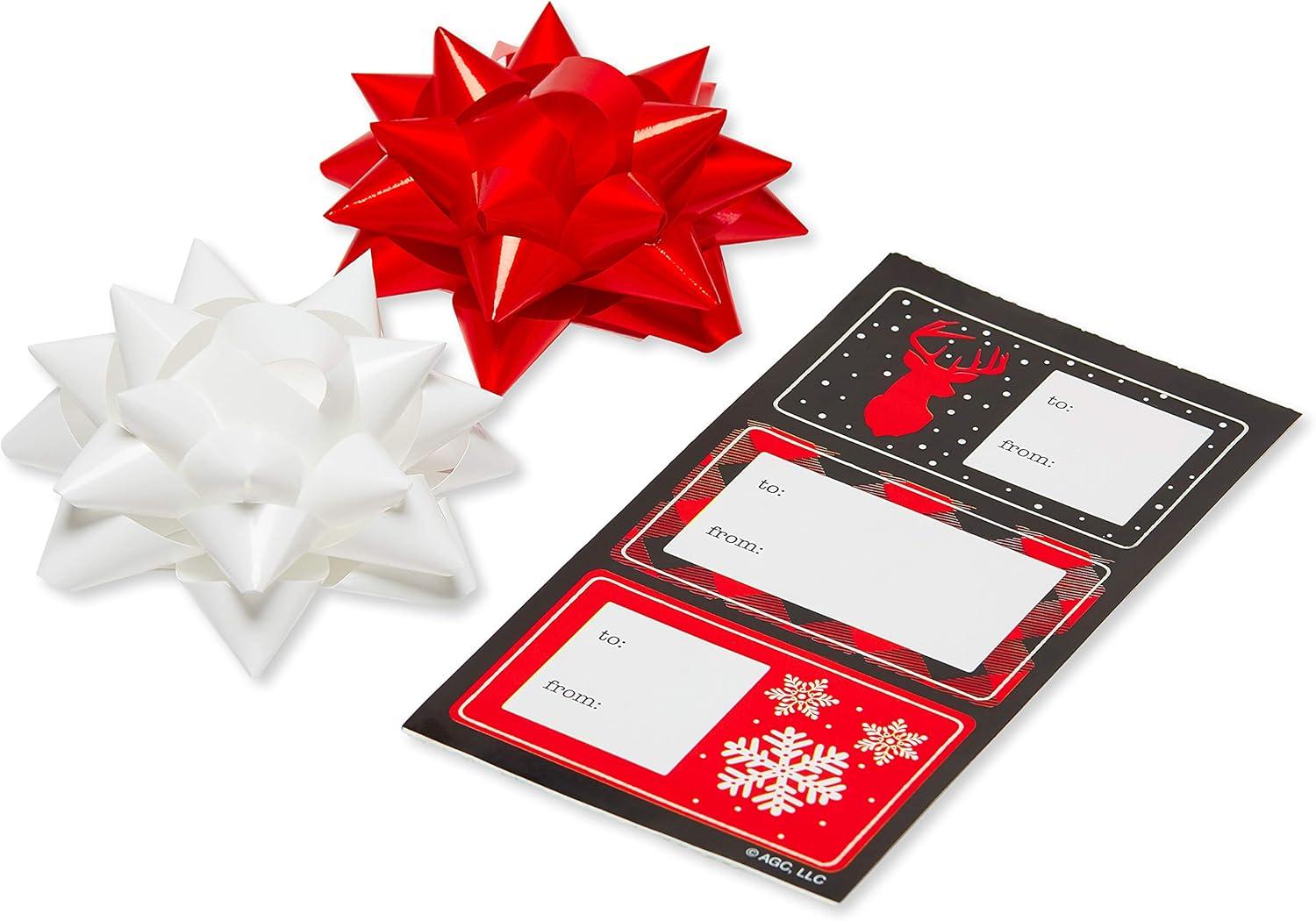 imageAmerican Greetings Christmas Wrapping Paper Red and Black Buffalo Plaid Holiday Gift Wrap Set 120 sqft 4 rolls30 in x 12 ft 7 Adhesive Bows 30 Gift Tag Stickers Rustic Snowflakes Reindeer