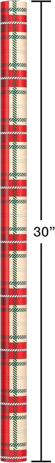 imageAmerican Greetings Christmas Wrapping Paper Set Red and Tan Brown Holiday Gift Wrap 120 sq ft 4 rolls30 in x 12 ft 7 Adhesive Bows 30 Gift Tag Stickers Plaid Stripes and SnowmenBrown Red White Green