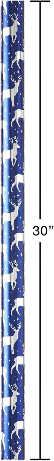 imageAmerican Greetings Foil Pink Christmas Wrapping Paper Rolls Metallic Gold and Pink Holiday Gift Wrap 80 sq ft 4 Rolls30 in x 8 ft Reversible Snowflakes Trees Joy PeaceBlue and White Stripes