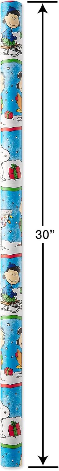 imageAmerican Greetings Peanuts Christmas Wrapping Paper Rolls Red and Blue Holiday Gift Wrap 105 sq ft 3 Rolls30 in x 14 ft Cut Lines Charlie Brown Snoopy Woodstock LucyPeanuts Characters
