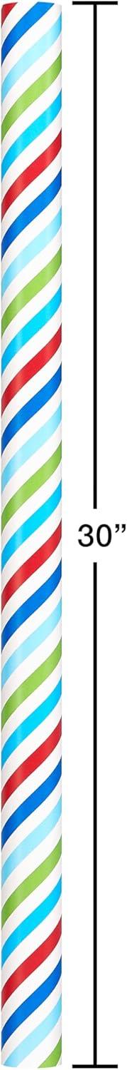 imageAmerican Greetings Reversible Kids Christmas Wrapping Paper Rolls Santa Snowmen Candy Canes Red and Green Holiday Gift Wrap 120 sq ft 3 Wide Rolls30 in x 12 ft Stripes Dots SnowflakesVariety Set