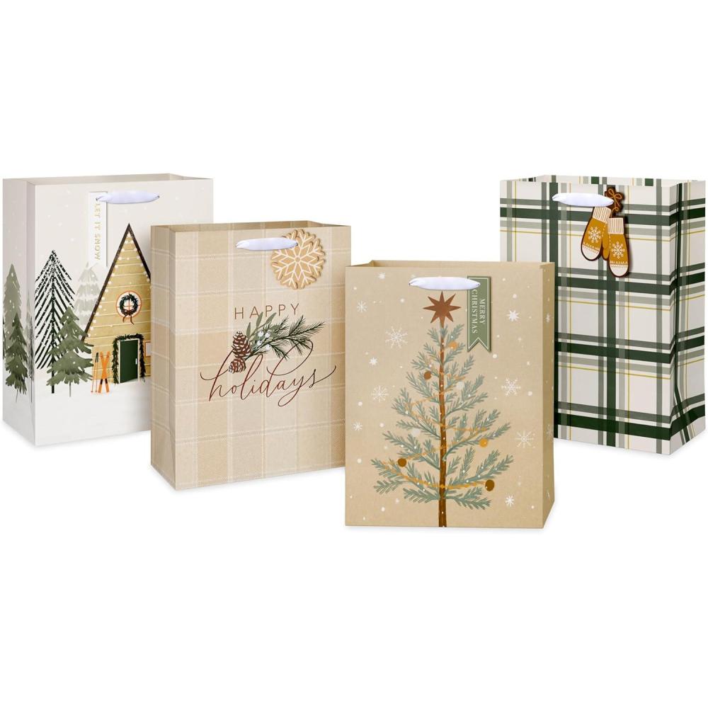 imageAmerican Greetings Christmas Gift Bags with Handles Little Red Truck 4 Bags 2 Medium 10quot 2 Large 1275quotLG XM MODERN RUSTC BG BNDL 4CT