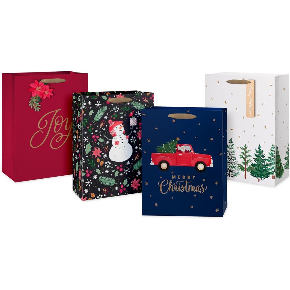 imageAmerican Greetings Christmas Gift Bags with Handles Little Red Truck 4 Bags 2 Medium 10quot 2 Large 1275quotLG XM TIS THE SEAS BG BNDL 4CT