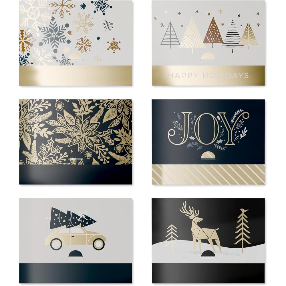 imageAmerican Greetings Christmas Gift Card Holders Gingerbread Man Santa and Presents 12CountGCH XM ENVELOPE BLK GOLD 12CT