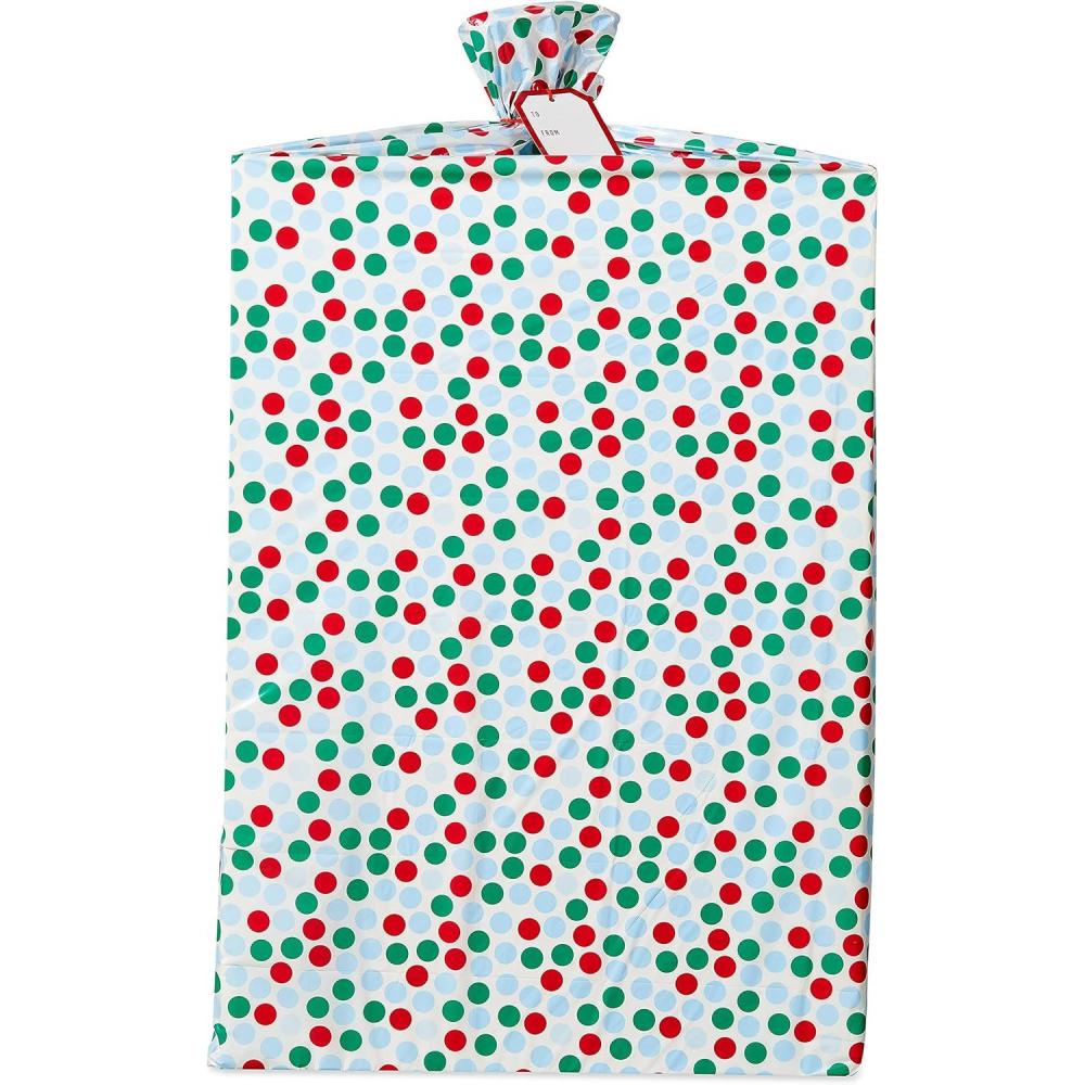 imageAmerican Greetings Jumbo Plastic Gift Bag Red ampamp Green Dots for Birthdays Baby Showers and All Occasions 1 Bag 667 ft x 317 ftRed Green Dots