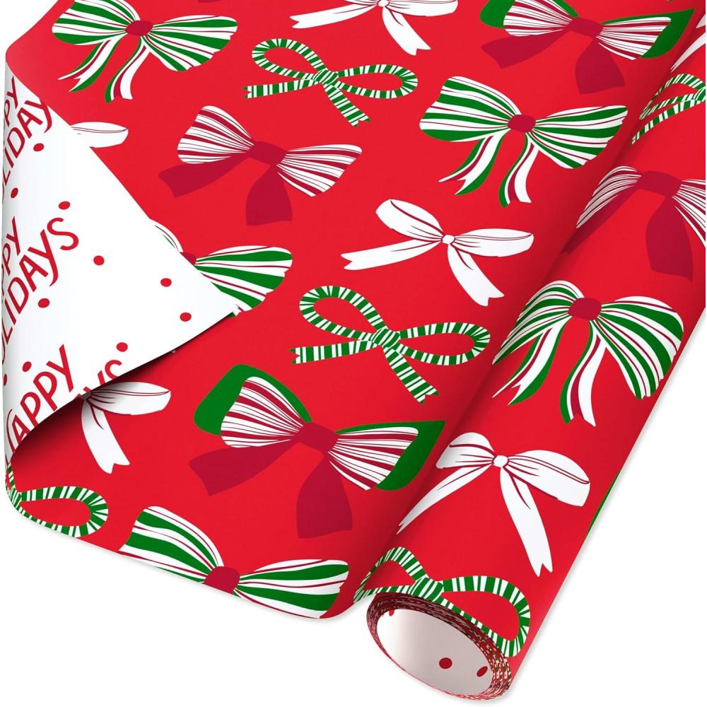 imageAmerican Greetings Nutcracker Christmas Wrapping Paper Roll Forest Green and White Holiday Gift Wrap 60 sq ft Reversible Roll Vintage Nutcrackers and HollyCute Bows Red and Green