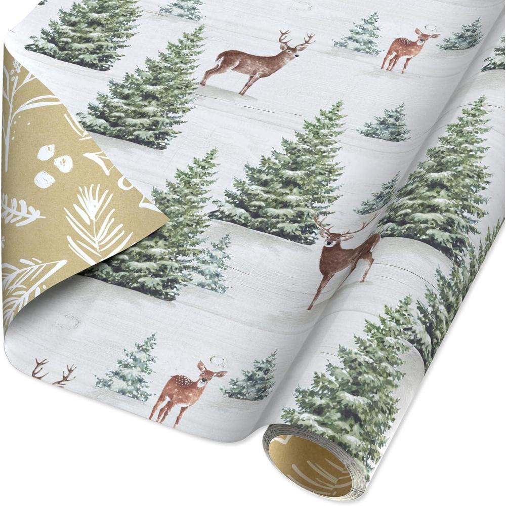 imageAmerican Greetings Reversible Christmas Wrapping Paper Roll with Little Red Truck Hauling a Christmas Tree Light Blue and White Holiday Gift Wrap 60 sq ft 1 Standard Roll Wrap30 in x 24 ftRustic Forest