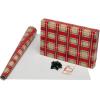 American Greetings Christmas Wrapping Paper Set, Red and Tan Brown Holiday Gift Wrap (120 sq. ft., 4 rolls-30 in. x 12 ft., 7 Adhesive Bows, 30 Gift Tag Stickers) Plaid, Stripes, and Snowmen(Brown  Red  White  Green)