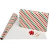 American Greetings Christmas Wrapping Paper Set, Red and Tan Brown Holiday Gift Wrap (120 sq. ft., 4 rolls-30 in. x 12 ft., 7 Adhesive Bows, 30 Gift Tag Stickers) Plaid, Stripes, and Snowmen(Brown  Red  White  Green)
