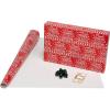 American Greetings Christmas Wrapping Paper Set, Red and Tan Brown Holiday Gift Wrap (120 sq. ft., 4 rolls-30 in. x 12 ft., 7 Adhesive Bows, 30 Gift Tag Stickers) Plaid, Stripes, and Snowmen(Brown  Red  White  Green)