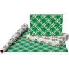 American Greetings Christmas Wrapping Paper Set, Red and Tan Brown Holiday Gift Wrap (120 sq. ft., 4 rolls-30 in. x 12 ft., 7 Adhesive Bows, 30 Gift Tag Stickers) Plaid, Stripes, and Snowmen(Rustic Designs)