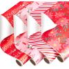 American Greetings Cute Reversible Christmas Wrapping Paper Rolls, White and Red Holiday Gift Wrap (120 sq. ft., 4 Rolls-30 in. x 12 ft.) Plaid, Candy Canes, Trees, Snowmen(Red  Pink)