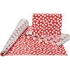 American Greetings Cute Reversible Christmas Wrapping Paper Rolls, White and Red Holiday Gift Wrap (120 sq. ft., 4 Rolls-30 in. x 12 ft.) Plaid, Candy Canes, Trees, Snowmen(Red  Black  and Silver)
