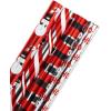 American Greetings Cute Reversible Christmas Wrapping Paper Rolls, White and Red Holiday Gift Wrap (120 sq. ft., 4 Rolls-30 in. x 12 ft.) Plaid, Candy Canes, Trees, Snowmen(Red  Black  and Silver)