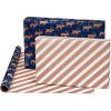 American Greetings Foil Pink Christmas Wrapping Paper Rolls, Metallic Gold and Pink Holiday Gift Wrap (80 sq. ft., 4 Rolls-30 in. x 8 ft., Reversible) Snowflakes, Trees, Joy, Peace(Navy and Rose Gold Wrapping Paper)