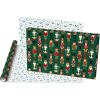 American Greetings Nutcracker Christmas Wrapping Paper Roll, Forest Green and White Holiday Gift Wrap ((60 sq. ft., Reversible Roll) Vintage Nutcrackers and Holly(Traditional Nutcrackers)