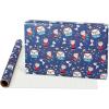 American Greetings Peanuts Christmas Wrapping Paper Rolls, Red and Blue Holiday Gift Wrap (105 sq. ft., 3 Rolls-30 in. x 14 ft., Cut Lines) Charlie Brown, Snoopy, Woodstock, Lucy(Peanuts Characters)
