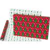 American Greetings Punny Christmas Wrapping Paper Roll, Cute Holiday Gift Wrap (60 sq. ft., 1 Reversible Roll) Smiley Christmas Trees, “Have a Tree-mendous Day”(Smiley Christmas Trees)