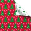 American Greetings Punny Christmas Wrapping Paper Roll, Cute Holiday Gift Wrap (60 sq. ft., 1 Reversible Roll) Smiley Christmas Trees, “Have a Tree-mendous Day”(Smiley Christmas Trees)