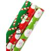 American Greetings Reversible Kids Christmas Wrapping Paper Rolls, Santa, Snowmen, Candy Canes, Red and Green Holiday Gift Wrap (120 sq. ft., 3 Wide Rolls-30 in. x 12 ft.) Stripes, Dots, Snowflakes(Santa  Snowmen and Candy Canes)