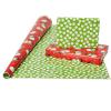 American Greetings Reversible Kids Christmas Wrapping Paper Rolls, Santa, Snowmen, Candy Canes, Red and Green Holiday Gift Wrap (120 sq. ft., 3 Wide Rolls-30 in. x 12 ft.) Stripes, Dots, Snowflakes(Santa  Snowmen and Candy Canes)