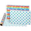 American Greetings Reversible Rainbow Christmas Wrapping Paper Roll, Colorful Holiday Gift Wrap (60 sq. ft., 1 Standard Roll Wrap-30 in. x 24 ft.) Rainbow Stripes, Snowflakes, and Dots(Rainbow String Lights)