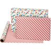 American Greetings Reversible Rainbow Christmas Wrapping Paper Roll, Colorful Holiday Gift Wrap (60 sq. ft., 1 Standard Roll Wrap-30 in. x 24 ft.) Rainbow Stripes, Snowflakes, and Dots(Rainbow String Lights)