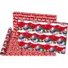 American Greetings Reversible Rainbow Christmas Wrapping Paper Roll, Colorful Holiday Gift Wrap (60 sq. ft., 1 Standard Roll Wrap-30 in. x 24 ft.) Rainbow Stripes, Snowflakes, and Dots(Santa’s Sleigh)