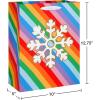 American Greetings Reversible Rainbow Christmas Wrapping Paper Roll, Colorful Holiday Gift Wrap (60 sq. ft., 1 Standard Roll Wrap-30 in. x 24 ft.) Rainbow Stripes, Snowflakes, and Dots(MD LG XM RAINBOW BAG BNDL 4CT)