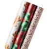 American Greetings Vintage Christmas Reversible Wrapping Paper Rolls, Traditional Holiday Gift Wrap (120 sq. ft., 3 Wide Rolls-40 in. x 12 ft.) Gingerbread Cookies, Glass Ornaments, Peppermints(Gingerbread  Ornaments and Peppermints)