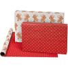 American Greetings Vintage Christmas Reversible Wrapping Paper Rolls, Traditional Holiday Gift Wrap (120 sq. ft., 3 Wide Rolls-40 in. x 12 ft.) Gingerbread Cookies, Glass Ornaments, Peppermints(Gingerbread  Ornaments and Peppermints)